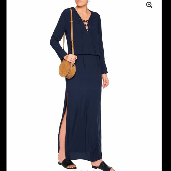 Monrow Lace-up crepe maxi dress NWOT - Picture 3 of 6